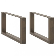 vidaXL Picioare pentru măsuță de cafea &icirc;n formă de U, 2 buc., oțel natural, 60 x (30-31) cm