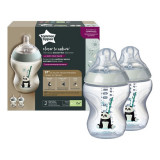 Set 2 biberoane Closer To Nature Ursuleti Panda 0+ luni, 260ml, Tommee Tippee