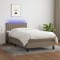 vidaXL Pat cu arcuri, saltea și LED, gri taupe, 80x200 cm, textil 3133273