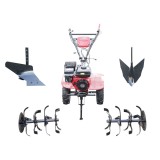 Motocultor 7.5 CP Breckner cu freza 100 cm, plug, rarita si roti 4.00-8
