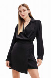 Cumpara ieftin Desigual rochie 23WWVWAI WOMAN WOVEN DRESS LONG SLEEVE culoarea negru, mini, drept