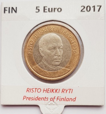 2273 Finlanda 5 euro 2017 President Risto Heikki Ryti km 257 foto