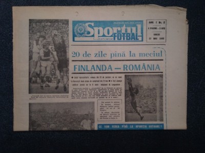 ZIARUL SPORTUL SUPLIMENT FOTBAL 17 MAI 1985 foto