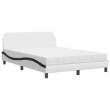 Cumpara ieftin Pat cu saltea, Dover, alb si negru, 140x200 cm, piele ecologica