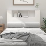 Cumpara ieftin Tăblie de pat cu dulap, alb extralucios, 120x18,5x102,5 cm
