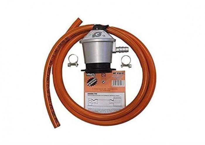 REPORSHOP Furtun pentru Gaz Butan 1.5 MTS + Cleme + Regulator, diametru 9 - 15 mm - RESIGILAT