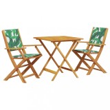 Cumpara ieftin Set mobilier bistro, 3 piese, textil model frunze/lemn masiv
