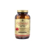 Solgar Vitamina C 500 mg 90 comprimate masticabile - aromă de zmeură și craniu