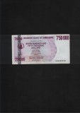 Zimbabwe 750000 750 000 dollars dollari 2007 seria3055954 aunc