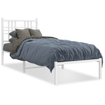 vidaXL Cadru de pat metalic cu tăblie, alb, 80x200 cm foto