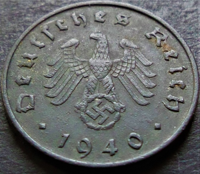 Moneda istorica 10 REICHSPFENNIG - GERMANIA NAZISTA, anul 1940 A *cod 1076