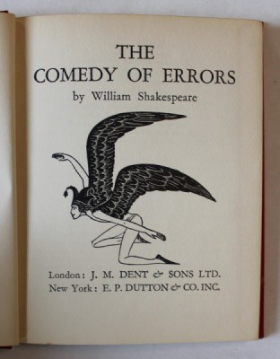 THE COMEDY OF ERRORS by WILLIAM SHAKESPEARE , with engravings by ERIC GILL , edited by M. R. RILEY , 1934 foto