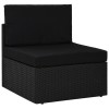 Canapea modulara mijloc Gossi, poliratan negru, gradina/terasa, perne incluse, 58.5x65.5x52 cm