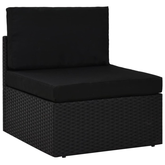 Gossi canapea de mijloc modulara, negru, poliratan
