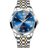 Cumpara ieftin Ceas Barbatesc Olevs Quartz Analog Otel Argintiu Albastru Data Zi/Luna Elegant Casual 41mm