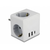 Prelungitor in forma de cub cu 3 x Schuko + 2 x USB-A + 1 x USB type C, Delock 11496