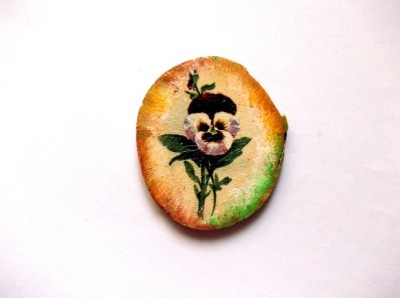 Magnet lemn cu panseluta, magnet frigider pe felie de lemn 39807 foto