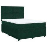 Cumpara ieftin Pat box spring cu saltea, verde inchis, 160x200 cm, catifea