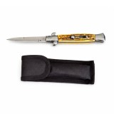 Cumpara ieftin Briceag de vanatoare DEPOX&reg;, otel inoxidabil, 22.5 cm, galben/maro, husa inclusa