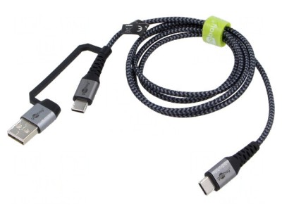 Cablu USB 2.0 A la C 1m negru și gri foto
