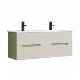 Leziter Trent Masca Baie 120cm cu Lavoar Ceramic, 4 Sertare Soft-Close, Verde Deschis - Alb