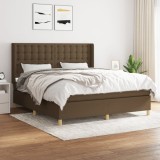 Pat box spring cu saltea, maro &icirc;nchis, 160x200 cm, textil