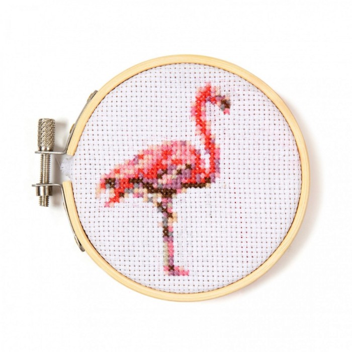 Mini Set de Broderie in Cruciulita , Flamingo