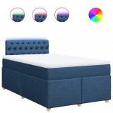 Cumpara ieftin Pat box spring cu saltea, albastru, 120x190 cm, material textil