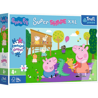 PUZZLE TREFL PRIMO SUPER SHAPE XXL 60 PEPPA PIG SI FRATIORUL SuperHeroes ToysZone foto