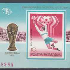 ROMANIA 1978 LP 956 C.M. FOTBAL ARGENTINA COLITA NEDANTELATA MNH