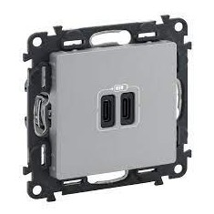 Priza USB tip C dubla 5V 15W Legrand Valena Life aluminiu 753307
