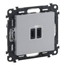 Priza USB tip C dubla 5V 15W Legrand Valena Life aluminiu 753307 foto