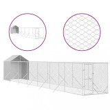 Cumpara ieftin Padoc exterior cu acoperis argintiu 2x14x2,5 m otel galvanizat