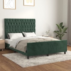 Gossi cadru de pat fara saltea, verde inchis, 140x200 cm, catifea