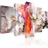 Cumpara ieftin Tablou - Colorful background and orchids 100x50 cm