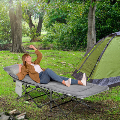 Outsunny Pat pentru Camping Pliabil cu Buzunare de Depozitare foto