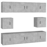 Cumpara ieftin Set dulap TV, 8 piese, gri beton, lemn prelucrat