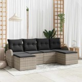 VidaXL Set de canapele pentru grădină 6 pcs Gri deschis Rattan poli 3354821