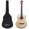 Set Chitara Acustica VidaXL 4/4 (39") 12 Piese, Egalizator, Husa, Curea, Pana, Suport, Corzi, Manivela, Capodastru, Tuner, Suport Chitara - Natural