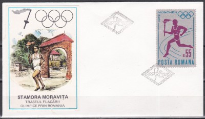 Romania 1972, LP 802 - Flacara olimpica, FDC foto