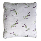 Perna matlasata antialergica lavanda LavenderDream Coneltex, dimensiuni 40 x 40 cm, patrata, culoare alba, umplutura fibra siliconizata