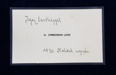 CARTEA DE VIZITA A DOCTORULUI ZIMMERMANN LAJOS , DATATA 1930 foto
