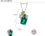 Cumpara ieftin Set Bijuterii din Argint 925 Rodiat , Colier E i Cercei Emerald Peridot Crystal