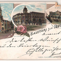 SV * Bucuresti LITHO 1897 * Biserica Lutherana * Liceul Lazar * Scoala Artilerie