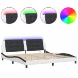 Cadru de pat cu LED fara saltea Zadar alb/negru 200x200 cm