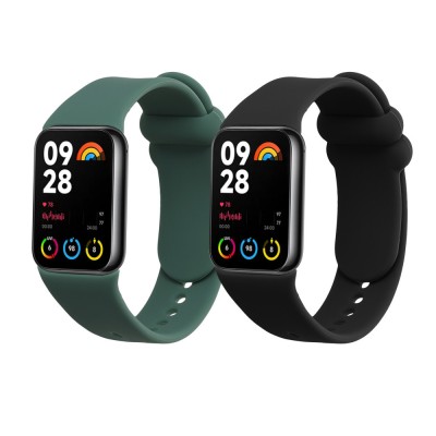 Set 2 Curele Kwmobile pentru Xiaomi Mi Band 8 Pro, Negru/Verde inchis, Silicon, KWM0000250D002C foto