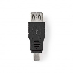 Adaptor USB 2.0 A mama - mini USB 5-Pin tata, negru, Nedis