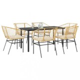 Set Gradina 7 Piese Gossi, Poliratan Maro, Sticla, Perne Incluse, 6 Locuri, Rezistent Intemperii