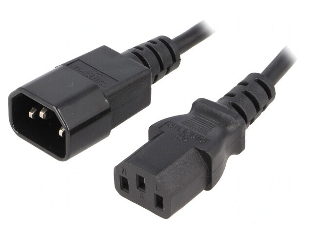 Cablu alimentare IEC C13 - IEC C14 1,8m 10A Negru