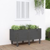 Strat &icirc;nălțat de grădină, gri, 121x50x57 cm, lemn masiv de pin